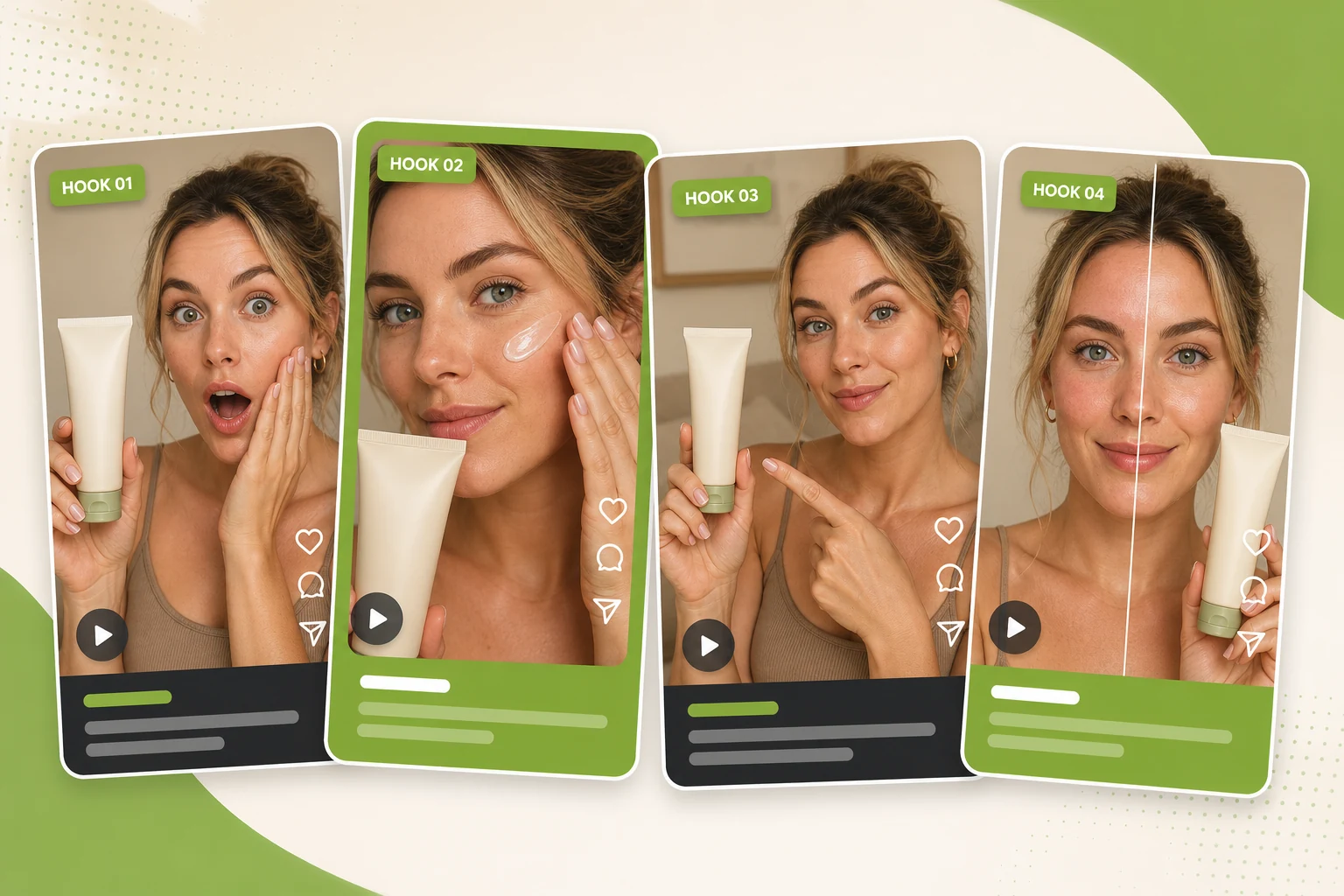 Comparison of ugc video hooks for the same product